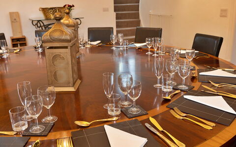 Alexander House: Furniture, Table, Tableware, Stemware, Interior Design, Chair, Drinkware, Kitchen & Dining Room Table, Dining Room, Tablecloth