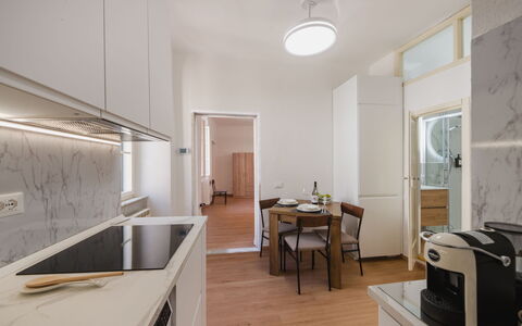 Casa Vacanze al Teatro: Interior Design, Flooring, Furniture, Floor, Wood, Kitchen, Ceiling, Countertop, Kitchen Appliance, Room