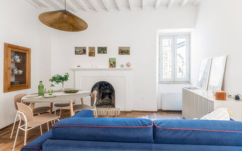 Suite Sinfonia Blu: Furniture, Interior Design, Flooring, Wall, Wood, Floor, Table, Room, Home, Chair