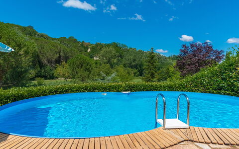 La Casa Dell'Artista 6: Blue, Swimming Pool, Leisure, Composite Material, Shade, Outdoor Furniture, Resort, Eco Hotel, Landscaping, Backyard