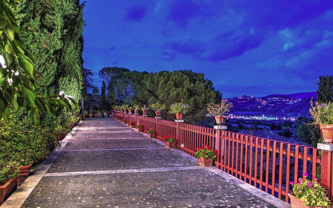 Villa Michelangelo 14: Spring, Dusk, Evening, Garden, Night, Landscape Lighting, Fence, Walkway, Security Lighting
