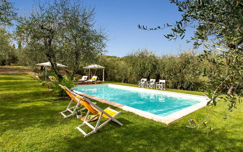 Villa Il Colle di Moriano 8: Swimming Pool, Lawn, Estate, Resort, Garden, Farmhouse, Outdoor Furniture, Hacienda, Sunlounger, Yard