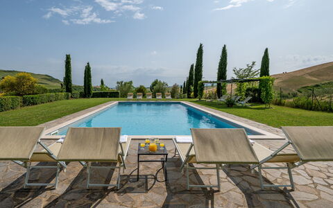 Podere Collelungo 14: Furniture, Table, Chair, Outdoor Furniture, Resort, Swimming Pool, Kitchen & Dining Room Table, Eco Hotel, Coffee Table, Shade