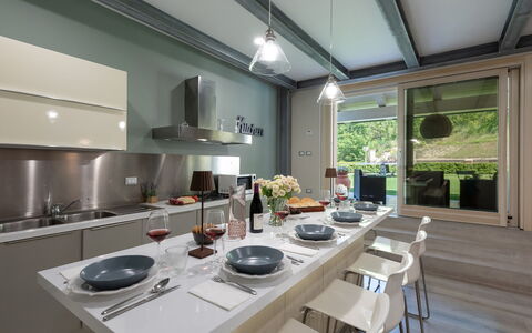 Chipieri 4+2: Kitchen, Furniture, Interior Design, Countertop, Kitchen Appliance, Major Appliance, Ceiling, Flooring, Light Fixture, Home