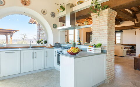 La Villetta di Dante 6: Kitchen, Furniture, Interior Design, Wall, Flooring, Countertop, Ceiling, Cabinetry, Home, Floor