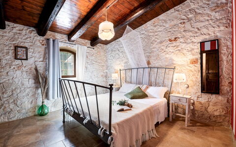 Trulli Littoria 4: Wall, Furniture, Bedroom, Interior Design, Ceiling, Bed, Lighting, Bedding, Bed Sheet, Floor