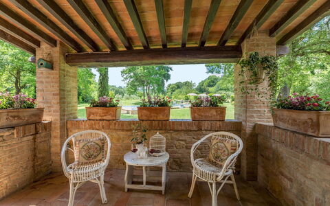 Il Molinaccio 14+2: Furniture, Outdoor Furniture, Table, Brick, Chair, Flowerpot, Garden, Houseplant, Outdoor Table, Ceiling