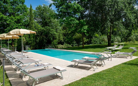 Il Molinaccio 14+2: Swimming Pool, Outdoor Furniture, Furniture, Sunlounger, Resort, Shade, Garden, Chair, Eco Hotel, Lawn