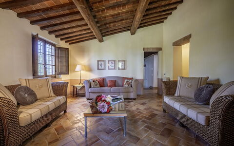 Casale dei 12: Furniture, Interior Design, Flooring, Wall, Floor, Couch, Wood, Living Room, Room, Table