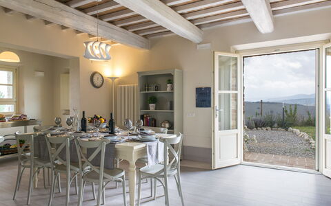 Rosa dei Venti 8: Furniture, Interior Design, Chair, Table, Flooring, Wood, Ceiling, Kitchen & Dining Room Table, Dining Room, Floor