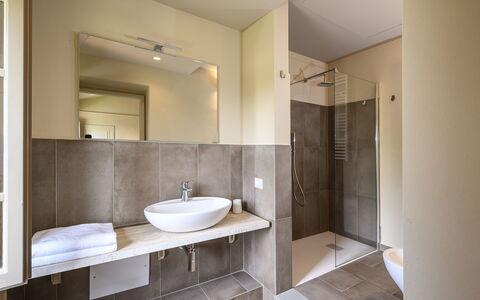 Villa Monnalisa 12: Flooring, Interior Design, Floor, Bathroom, Wall, Plumbing Fixture, Ceiling, Bathroom Sink, Room, Plumbing