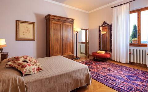 Villa Beltrami 14: Furniture, Interior Design, Flooring, Bedroom, Bed, Wood, Room, Floor, Textile, Bed Sheet