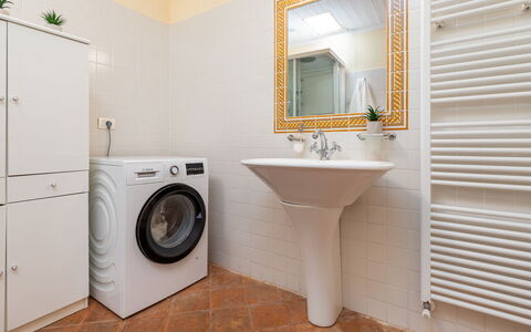 Antiche Pietre 10: Flooring, Interior Design, Floor, Plumbing Fixture, Washing Machine, Ceiling, Lighting, Plumbing, Room, Bathroom