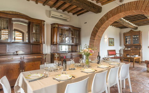 Bossoncina 8+1: Furniture, Interior Design, Table, Ceiling, Chair, Room, Flooring, Kitchen & Dining Room Table, Lighting, Dining Room