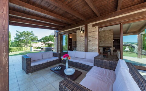 Casale Rosy 6+2: Wood, Furniture, Flooring, Floor, Table, Chair, Outdoor Furniture, Home, Porch, Shade