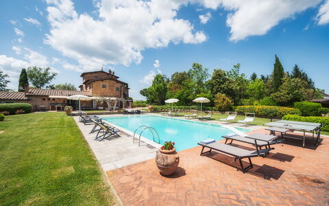 Casale dei Girasoli 14: Swimming Pool, Estate, Resort, Hacienda, Outdoor Furniture, Villa, Umbrella, Eco Hotel, Mansion, Landscaping