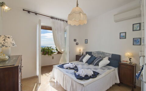 Casa Noemi 4+2: Furniture, Interior Design, Bedroom, Floor, Textile, Linens, Flooring, Bed, Room, Table