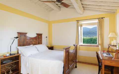 Podere Gragnano 12: Bedroom, Bed, Interior Design, Furniture, Bed Frame, Home, Bedding, Room, Bed Sheet, Ceiling