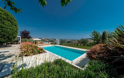 Casa Angela 6: Blue, Shrub, Garden, Swimming Pool, Landscaping, Estate, Shade, Yard, Villa, Hacienda