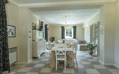 Villa la Corte 6: Furniture, Interior Design, Flooring, Floor, Ceiling, Table, Chair, Room, Lighting, Dining Room
