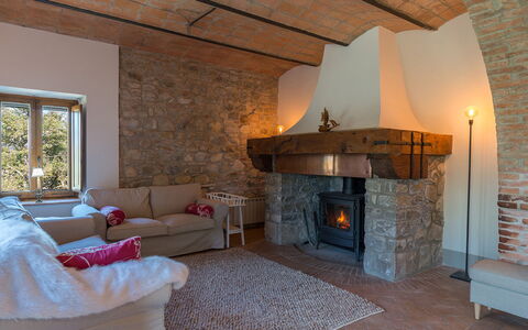 Podere Fabbrica 12: Furniture, Wall, Interior Design, Flooring, Wood, Room, Floor, Lighting, Ceiling, Living Room