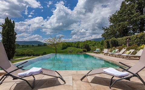 Podere Fabbrica 12: Swimming Pool, Outdoor Furniture, Garden, Shade, Landscaping, Resort, Sunlounger, Chair, Flagstone, Eco Hotel