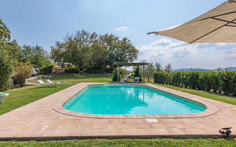 Podere di Salci 10: Blue, Swimming Pool, Garden, Shade, Estate, Landscaping, Hacienda, Backyard, Eco Hotel, Yard