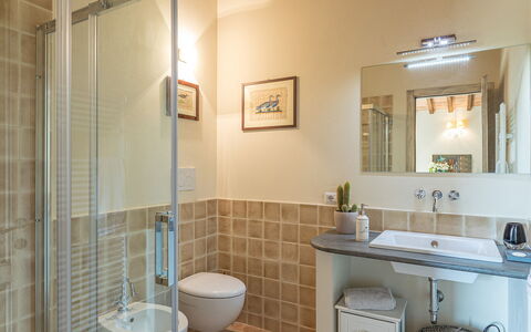 Podere di Salci 10: Bathroom, Flooring, Wall, Plumbing Fixture, Interior Design, Floor, Bathroom Sink, Sink, Tap, Plumbing