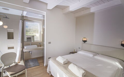Villa Aura 6: Interior Design, Bedroom, Furniture, Home, Bed, Floor, Apartment, Ceiling, Room, Bed Frame