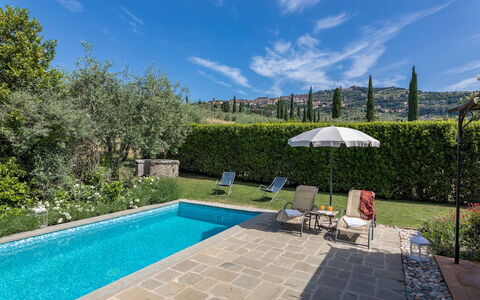La Capannina 2+2: Blue, Swimming Pool, Shrub, Garden, Landscaping, Backyard, Outdoor Furniture, Flagstone, Eco Hotel, Yard