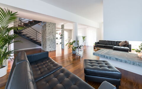 Villa Ninetta 10+1: Furniture, Interior Design, Flooring, Couch, Floor, Ceiling, Wood, Living Room, Table, Home