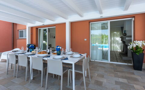 Villa Ninetta 10+1: Shade, Outdoor Furniture, Chair, Resort, Eco Hotel, Swimming Pool, Houseplant, Balcony
