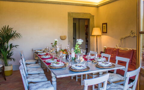 Dimora San Germano 14: Furniture, Interior Design, Table, Chair, Tableware, Textile, Lighting, Kitchen & Dining Room Table, Dining Room, Flooring