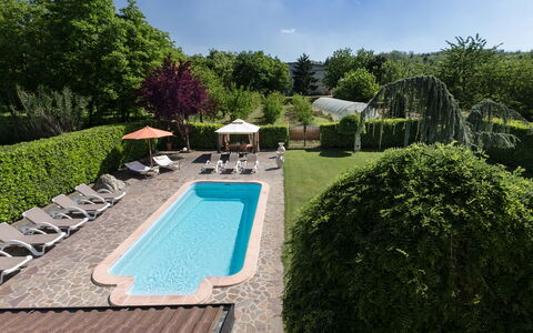 Villa Miki 10: Swimming Pool, Shrub, Outdoor Furniture, Leisure, Garden, Resort, Landscaping, Sunlounger, Eco Hotel, Shade