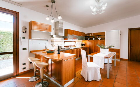 Villa Demal 8+2: Kitchen, Furniture, Interior Design, Flooring, Kitchen Appliance, Countertop, Wood, Cabinetry, Home, Floor