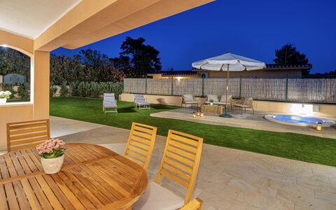 Villa Gea 8: Flooring, Home, Garden, Shade, Outdoor Furniture, Resort, Swimming Pool, Estate, Landscaping, Backyard
