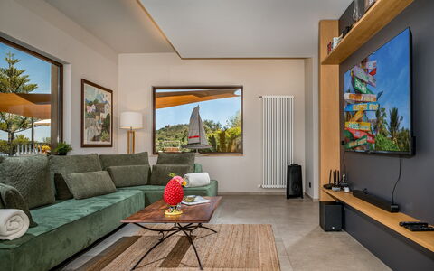 Villa Provenza 12+4: Furniture, Couch, Interior Design, Living Room, Wood, Flooring, Television, Home, Floor, Table
