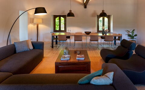 Villa Terre Normanne 10: Furniture, Interior Design, Flooring, Wall, Floor, Couch, Ceiling, Wood, Living Room, Room
