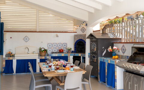 Villa Olimpia 6+2: Furniture, Interior Design, Table, Chair, Kitchen & Dining Room Table, Ceiling, Kitchen, Shade, Houseplant, Design
