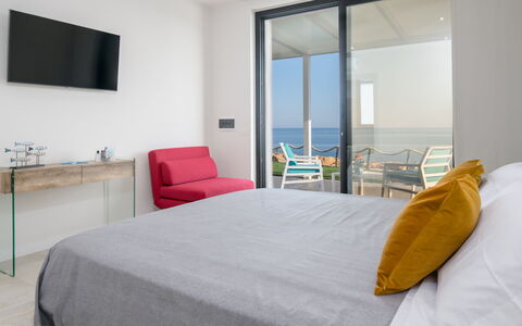 Villa Sabbie Rosse 6: Furniture, Sea, Apartment, Ocean, Chair, Bedroom, Bed, Resort, Hotel, Balcony
