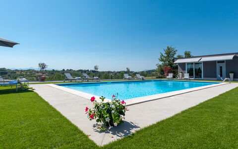 Villa Atmosfere 8: Swimming Pool, Blue, Resort, Leisure, Garden, Landscaping, Shade, Outdoor Furniture, Eco Hotel, Lawn
