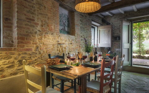 Casa di Pan 6: Furniture, Interior Design, Chair, Wall, Dining Room, Table, Kitchen & Dining Room Table, Wood, Ceiling, Flooring
