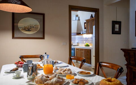 Villa Terra del Sole 8: Furniture, Interior Design, Wood, Room, Flooring, Lighting, Floor, Table, Ceiling, Chair
