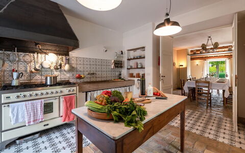 La Casa nei Vigneti 10: Kitchen, Interior Design, Flooring, Furniture, Countertop, Floor, Kitchen Stove, Ceiling, Lighting, Room