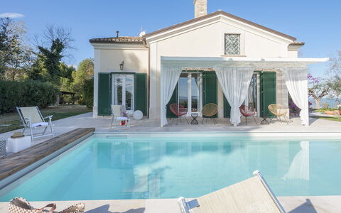 Villa Lucente 6+2: Swimming Pool, Door, Estate, Chair, Villa, Landscaping, Farmhouse, Resort, Hacienda, Shade