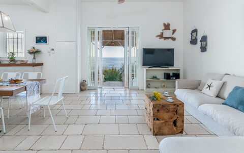 Villa Soleluna 7+1: Furniture, Flooring, Floor, Table, Chair, Interior Design, Living Room, Couch, Room, Kitchen & Dining Room Table
