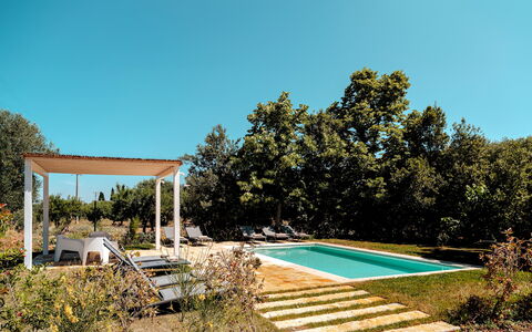 Masseria Profilo 8: Outdoor Furniture, Furniture, Chair, Shade, Swimming Pool, Backyard, Garden, Resort, Outdoor Structure, Eco Hotel