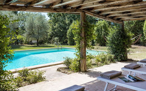 Casale le Querce di Cetona 8: Swimming Pool, Outdoor Furniture, Resort, Shade, Backyard, Garden, Eco Hotel, Hacienda, Outdoor Structure, Landscaping