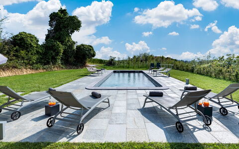 Villa Boemia 10: Outdoor Furniture, Furniture, Swimming Pool, Chair, Sunlounger, Garden, Shade, Outdoor Table, Lawn, Landscaping
