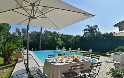 Villa Afrodite 8: Swimming Pool, Umbrella, Outdoor Furniture, Furniture, Resort, Chair, Shade, Sunlounger, Eco Hotel, Hotel